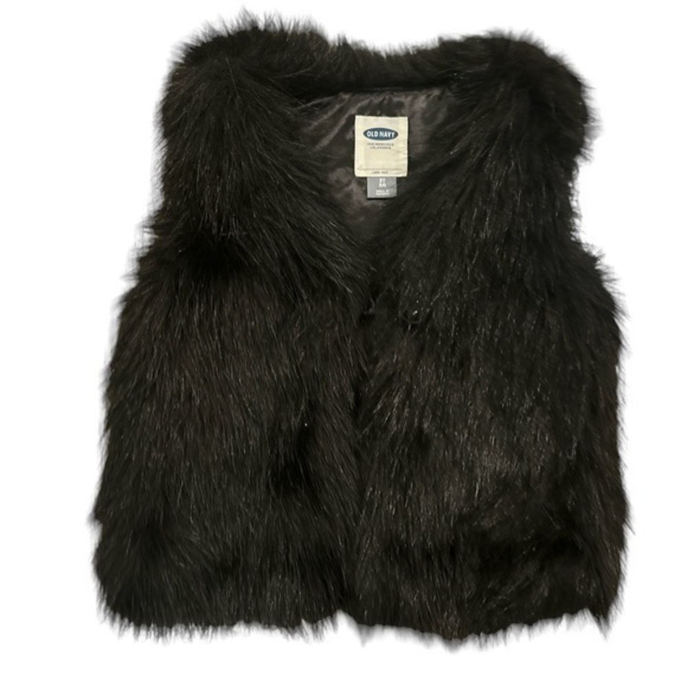 Faux Fur Black Vest Girls Old Navy Size 3T